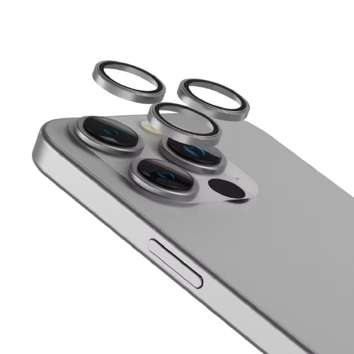 Levelo Lucent Trio 9H Hardness Camera Lens Protector for iPhone 15 Pro/15 Pro Max - Silver