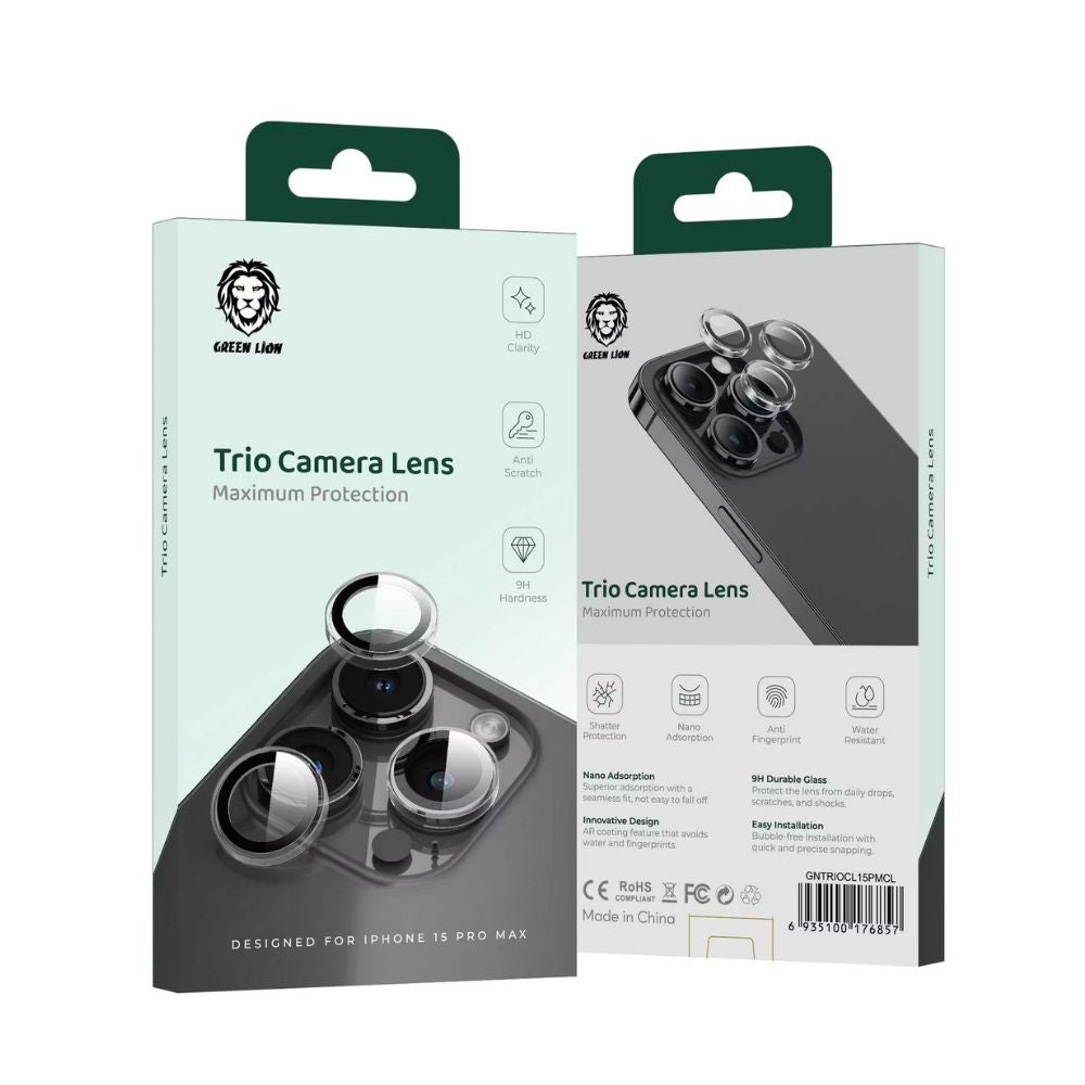 Green Lion Trio Camera Lens for iPhone 15 Pro / iPhone 15 Pro Max -Clear