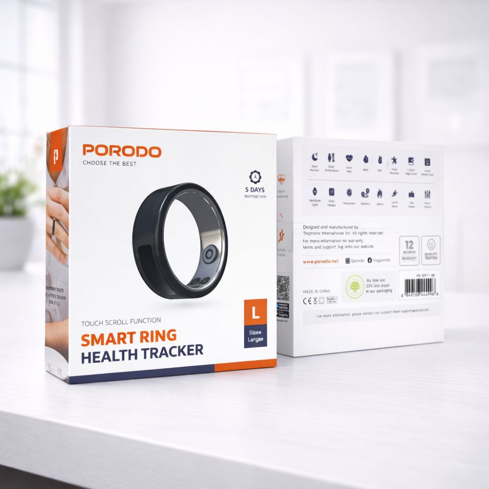 Porodo Smart Touch Ring Size 11 (20.7mm) - Black