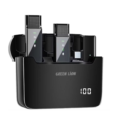 Wireless Microphone – Green Lion Type-C Digital Display Mic Black