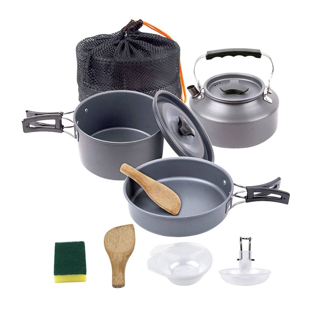 7 in 1 Camping Cookware Set – Outdoor Cooking Kit Green Lion