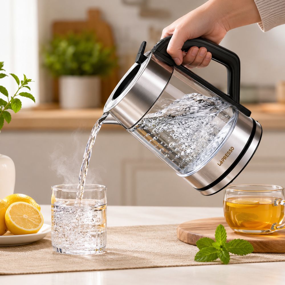 LePresso Multi-Temperature Illuminated Glass Kettle - Black