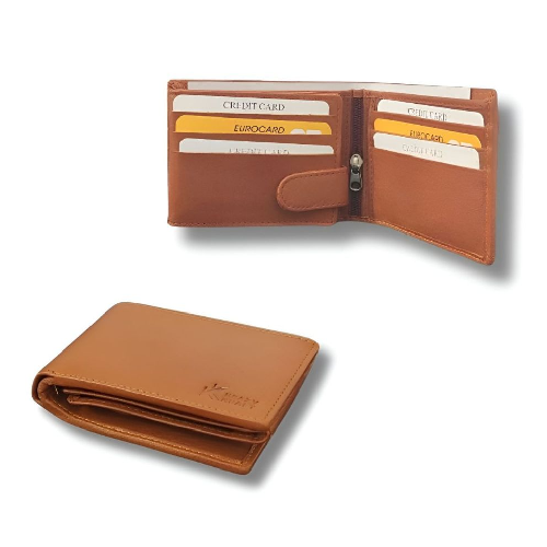 Men’s Leather Wallet – Krazy Kraft Slim Bifold Wallet Tan