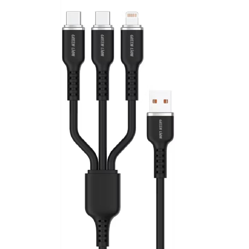 Green Lion 3in1 USB-A to USB-Cx2 & Lightning Silicone Cable 60W 1.2M