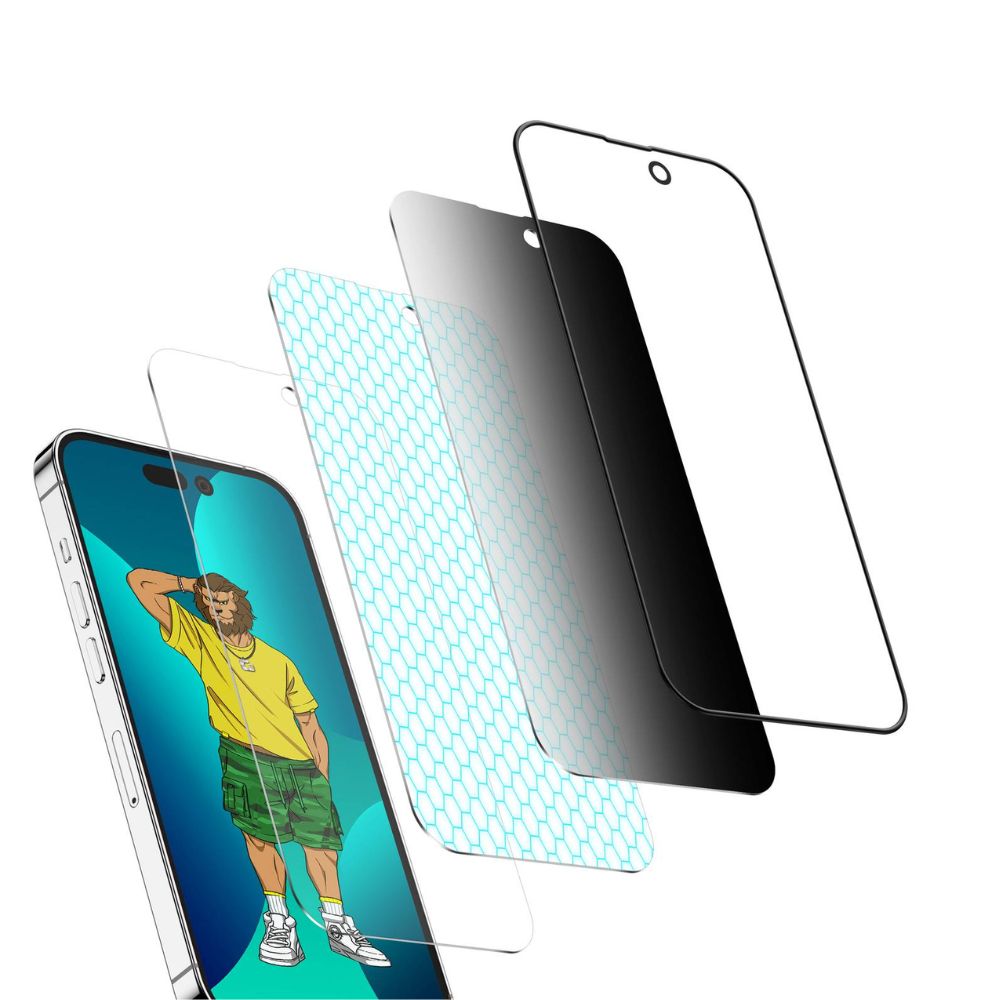 Green lion 3D Silicone Privacy Glass Screen Protector for iPhone 14 Pro
