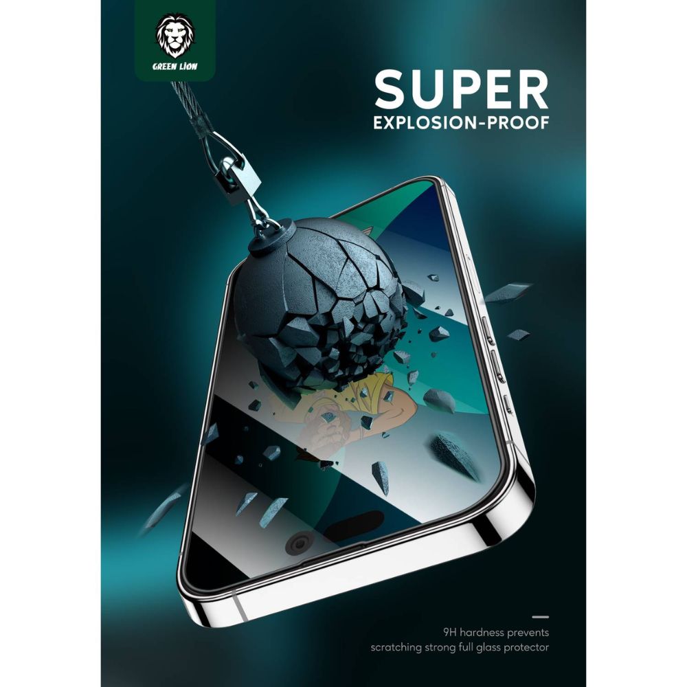 Green lion 3D Silicone Privacy Glass Screen Protector for iPhone 14 Pro