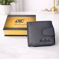 DeCardin Men’s Leather Bi-Fold Wallet with Zipper Coin Pocket - Blue