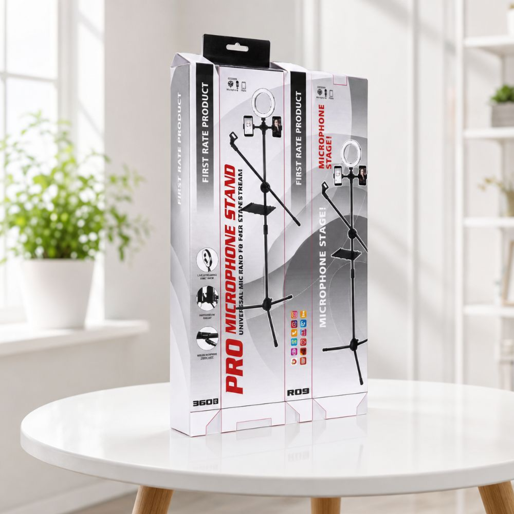 Adjustable Microphone Stand – Phone & Mobile Tripod Holder for Photography & Streaming