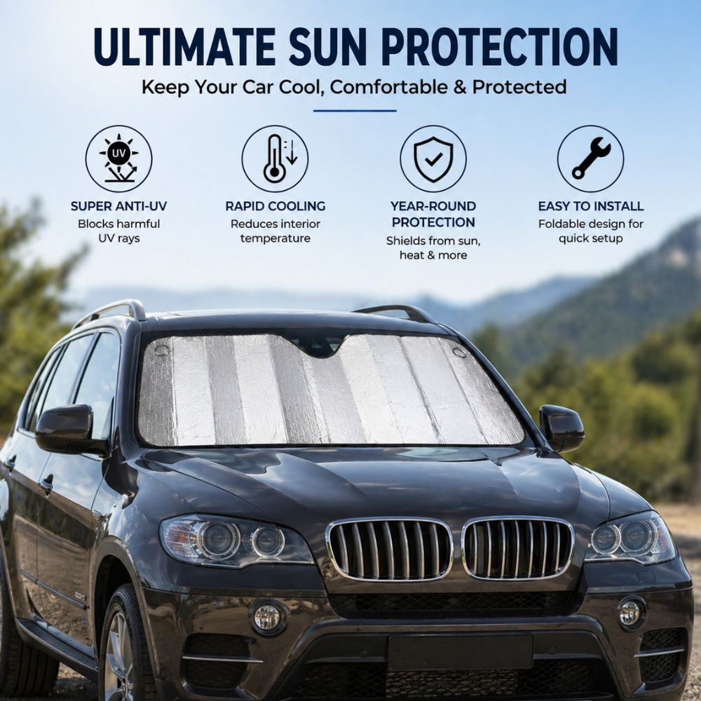 Metallic Foldable Reflective Windshield Sun Shade