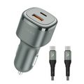PAWA 50W Fast Car Charger Dual Port PD + QC with Braided Type-C Cable