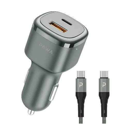 PAWA 50W Fast Car Charger Dual Port PD + QC with Braided Type-C Cable