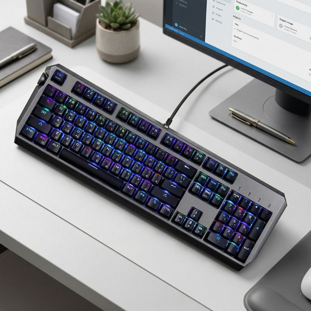 Porodo Wired Mechanical Gaming Keyboard Gateron PRO Red - Black