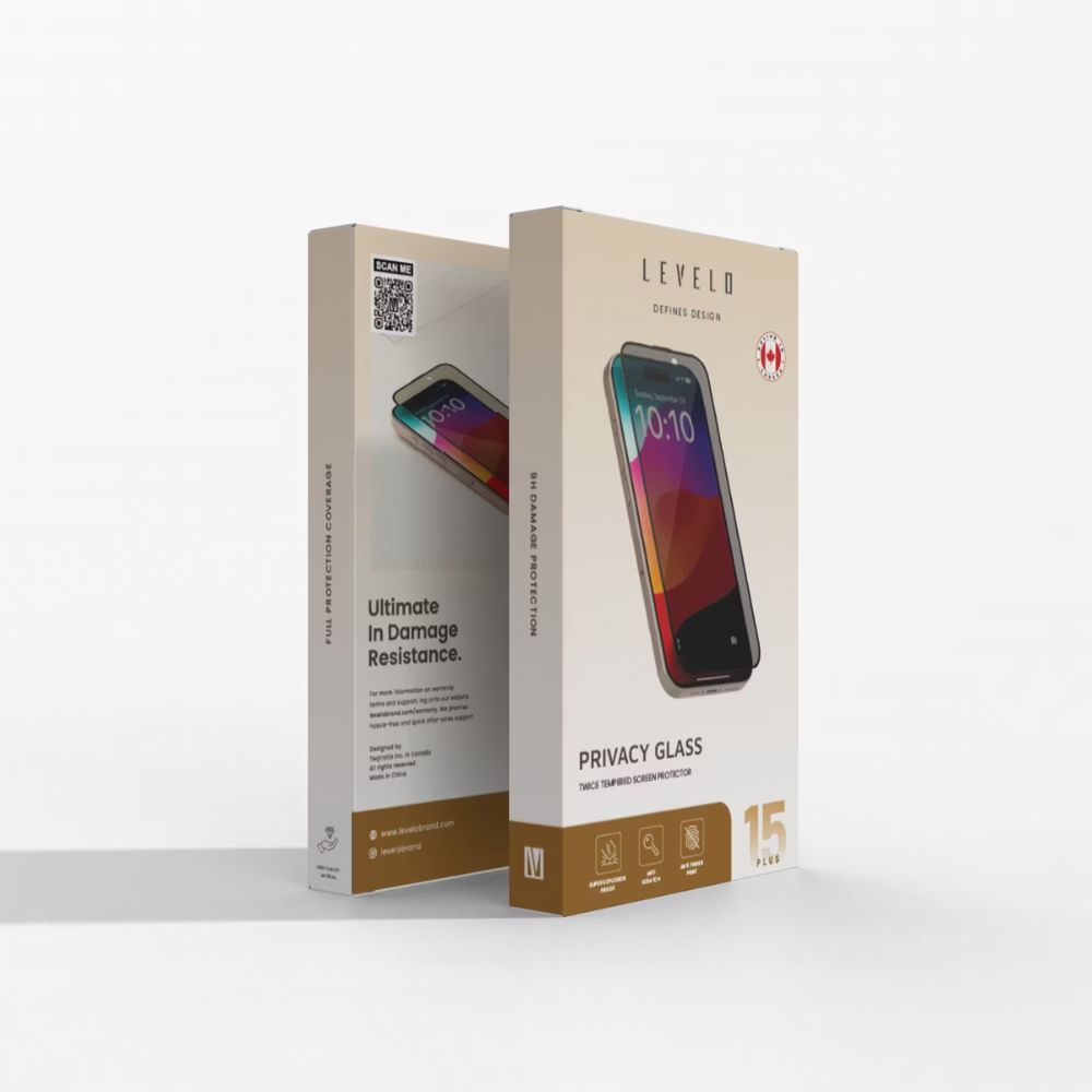 Levelo Full Screen Privacy Tempered Glass iPhone 15 Plus