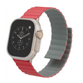 Levelo Cosmo Magnet Silicone Watch Band for Apple Watch 45/44/42mm - Red/Dark Gray