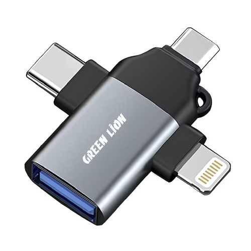 Green 3 in 1 OTG ( Lightning / Micro / Type-C ) - Gray
