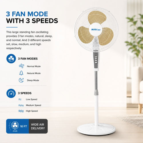 16 Inch Pedestal Fan - Modi Electric Stand Fan 45W