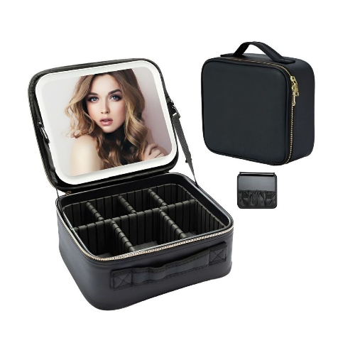 LED Makeup Mirror Handheld Makeup Box Pink