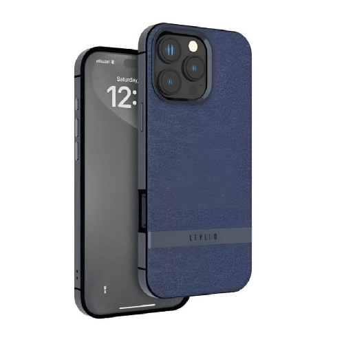 Levelo Pelle Leather Case for iPhone 16 Pro Max - Blue