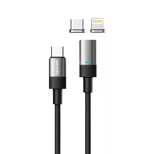 Porodo 100W Fast Charging Cable Type-C to Type-C & Lightning Magnetic Cable