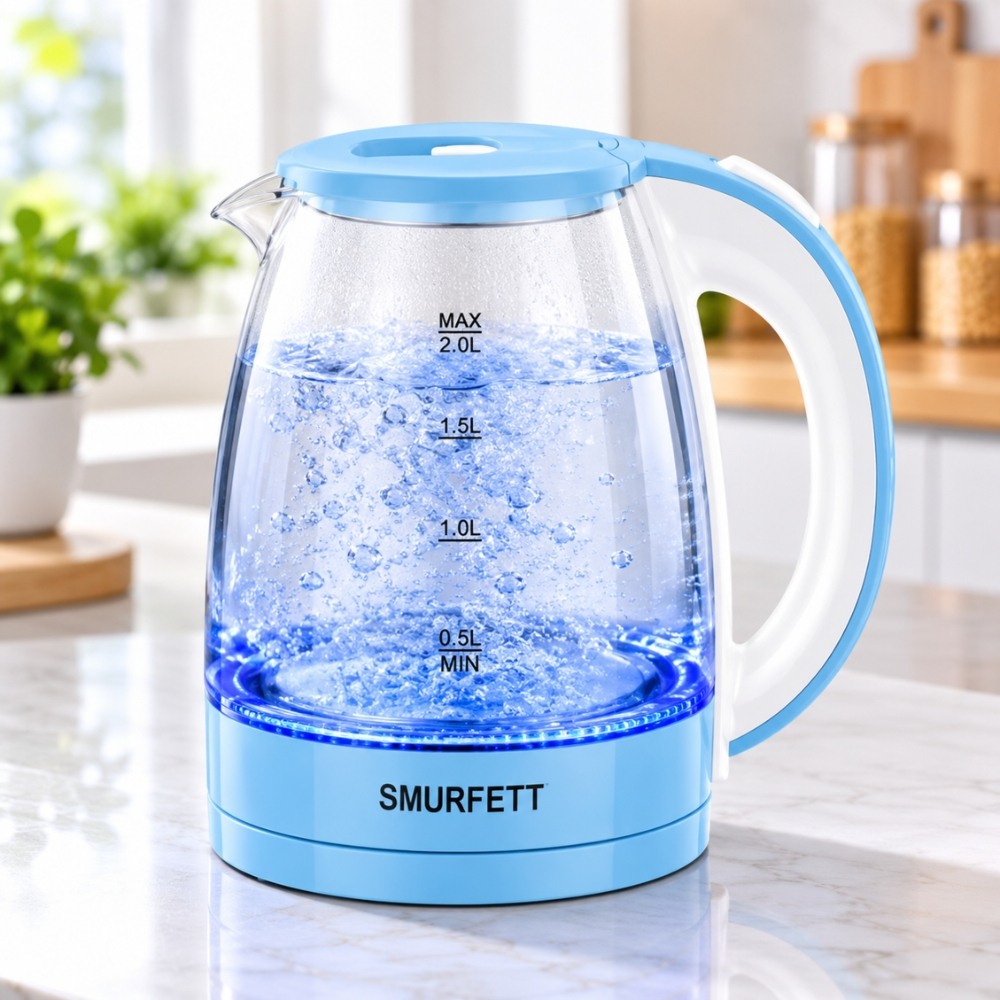 SMURFETT SE-2245 Electric Glass Kettle 2L 1500W Sky Blue