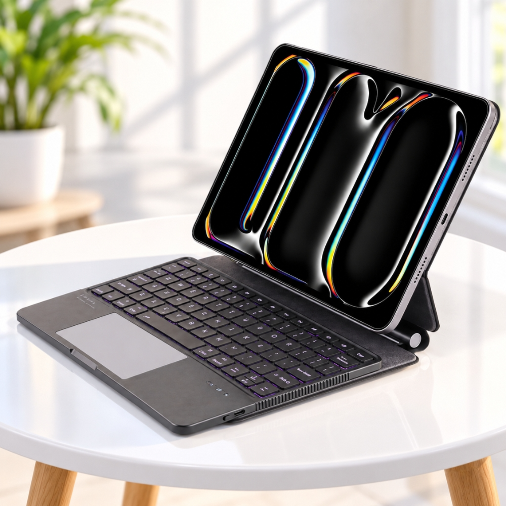 Levelo AeroBoard Pro Wireless Keyboard Case for iPad Pro 11" 2024 with Touchpad & RGB Backlit - Black