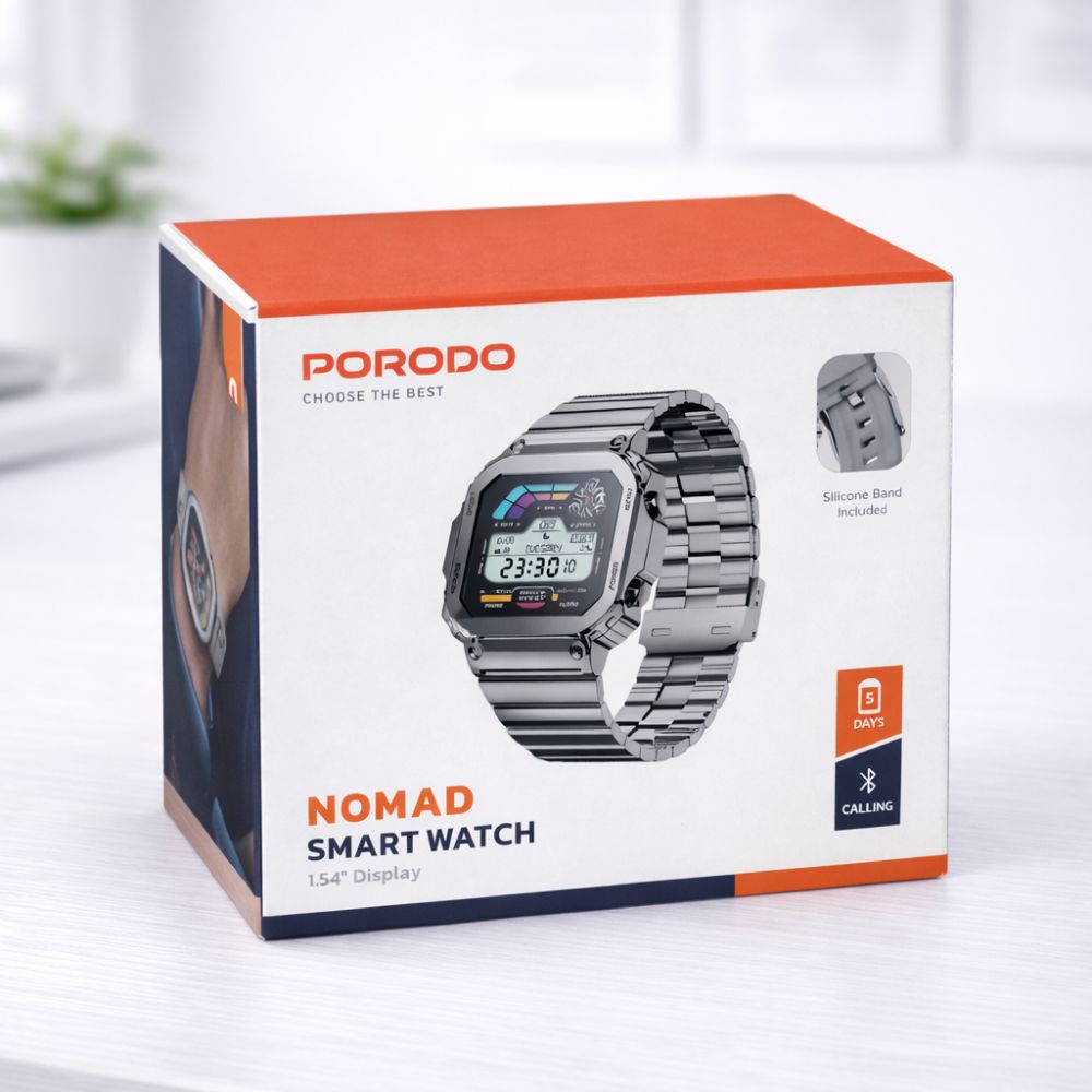 Smart Watch – Bluetooth Fitness Smartwatch Porodo Nomad - Silver