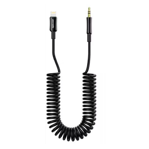 Porodo Lightning to AUX Coil Cable 1.2M - Black