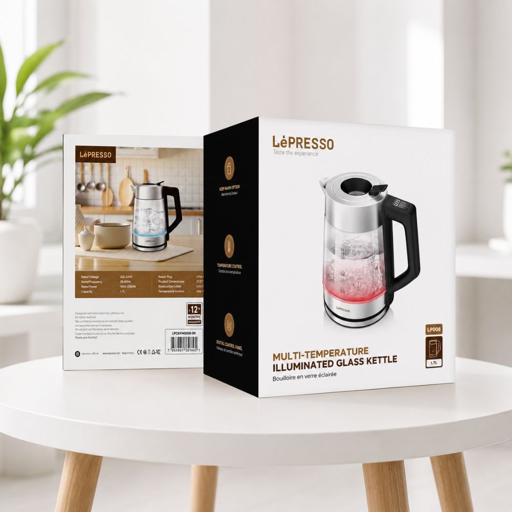 LePresso Multi-Temperature Illuminated Glass Kettle - Black