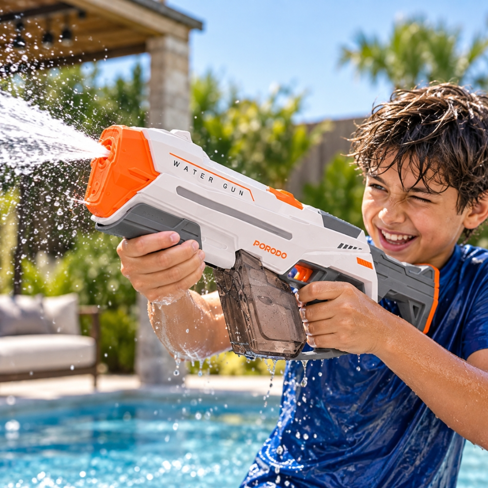 Porodo Captain Splash Electric Suction Power Water Gun 350ml - White