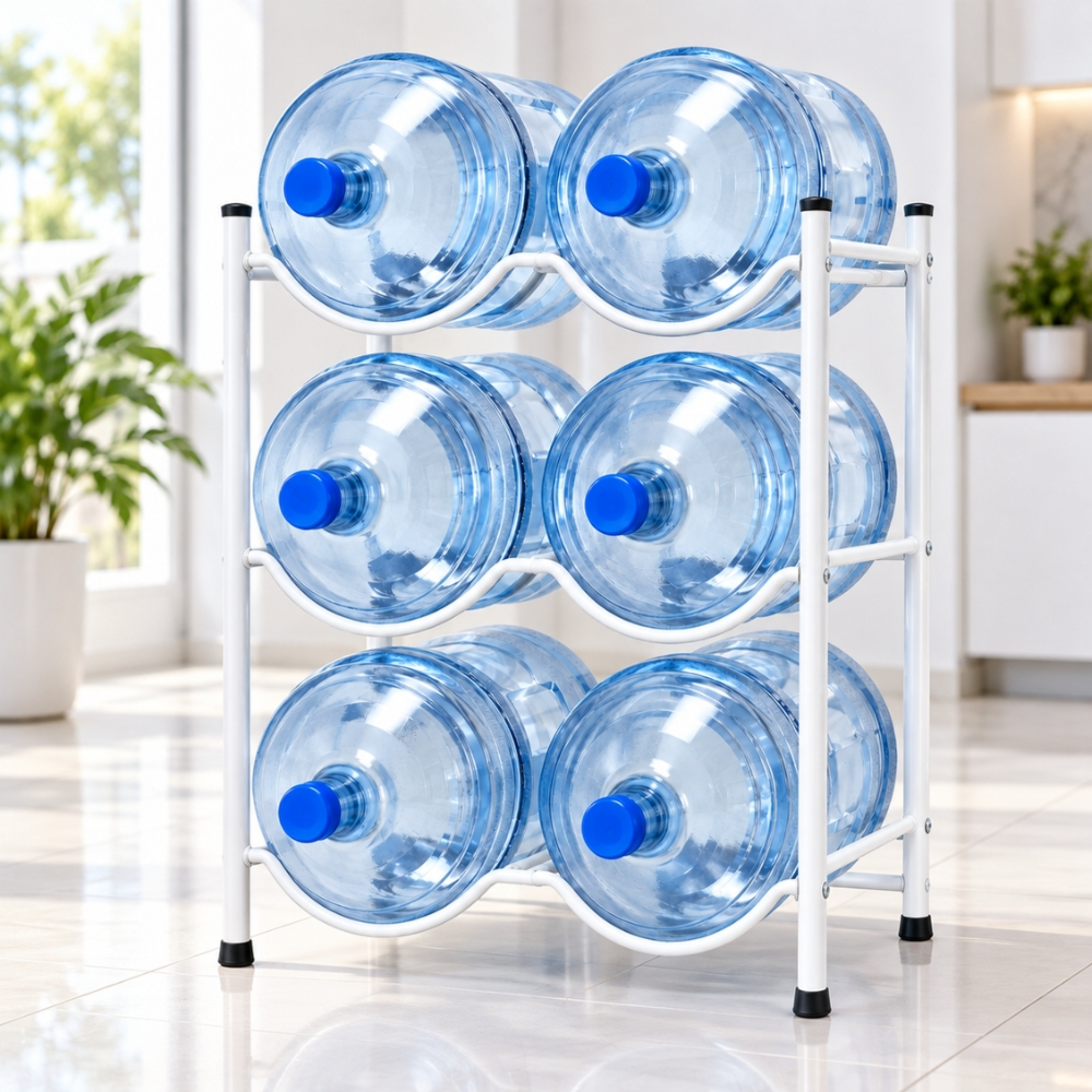 Water Bottle Rack – JIHAM 6-Bottle 3-Tier Metal Organizer Stand for Home & Office