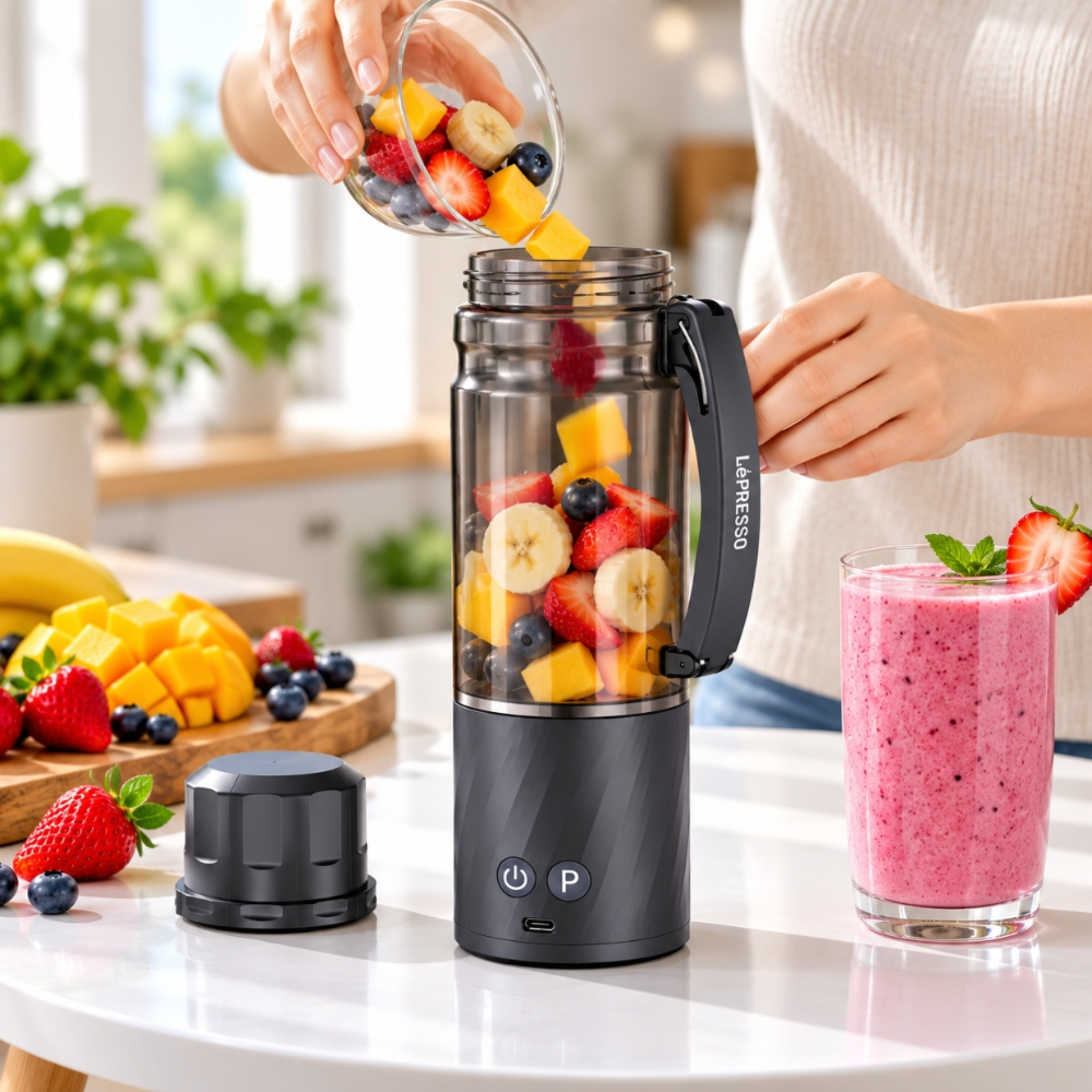 LePresso Juvelix 370W Portable Blender – Personal Smoothie Maker & Fruit Blender - Black