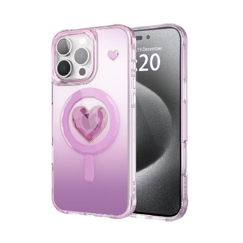 Levelo Hearts Magsafe Case For iPhone 16 Pro-Pink