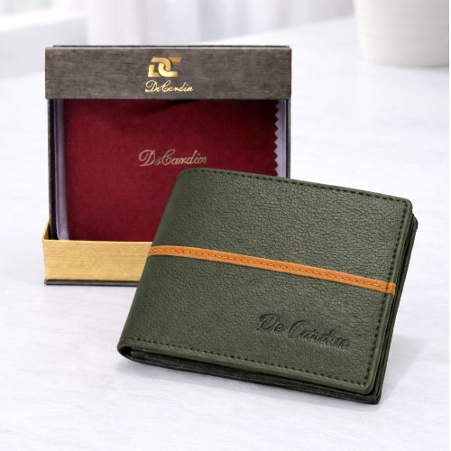 De Cardin Elegant Bi-Fold Leather Wallet - Green
