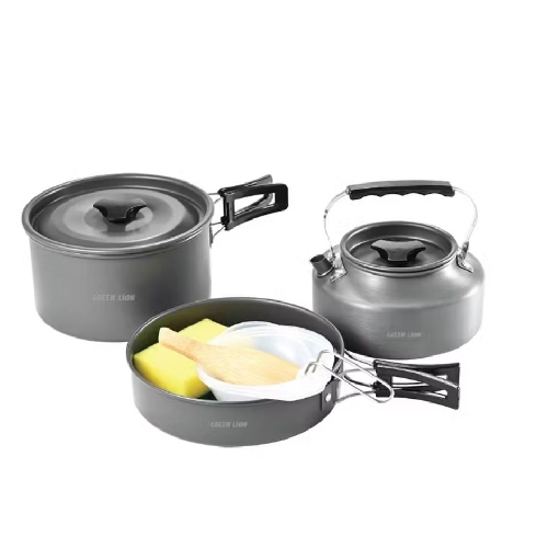 7 in 1 Camping Cookware Set – Outdoor Cooking Kit Green Lion