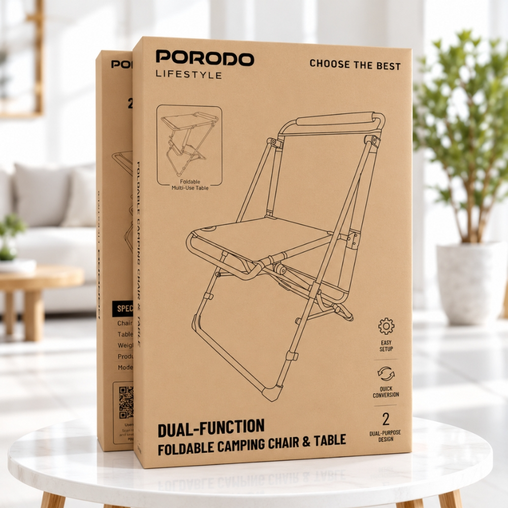 Porodo Lifestyle 2-in-1 Foldable Camping Chair & Table – Green