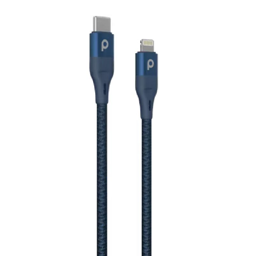 Porodo Aluminum PD Braided USB-C to Lightning Cable 2.2M 9V - Blue