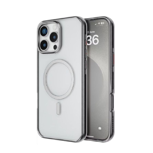 Levelo Elio PC Case with Camera Ring Stand for iPhone 16 Pro Max - Silver
