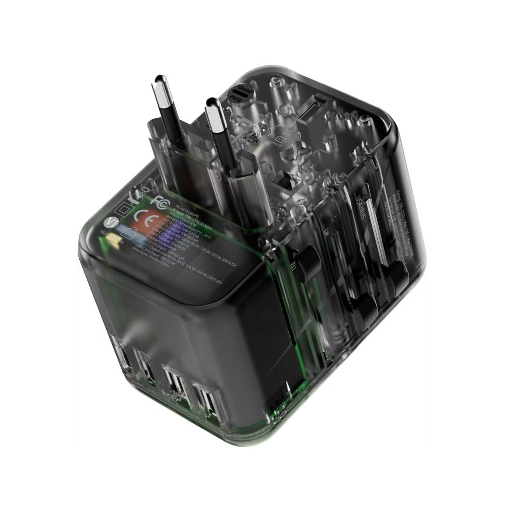 Powerology 65W PD Multi-port Travel Adapter - Transparent