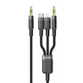 Porodo Multi-Device AUX 3.5mm Type-C Cable With Lightning & AUX Connector - Black - 1.2M