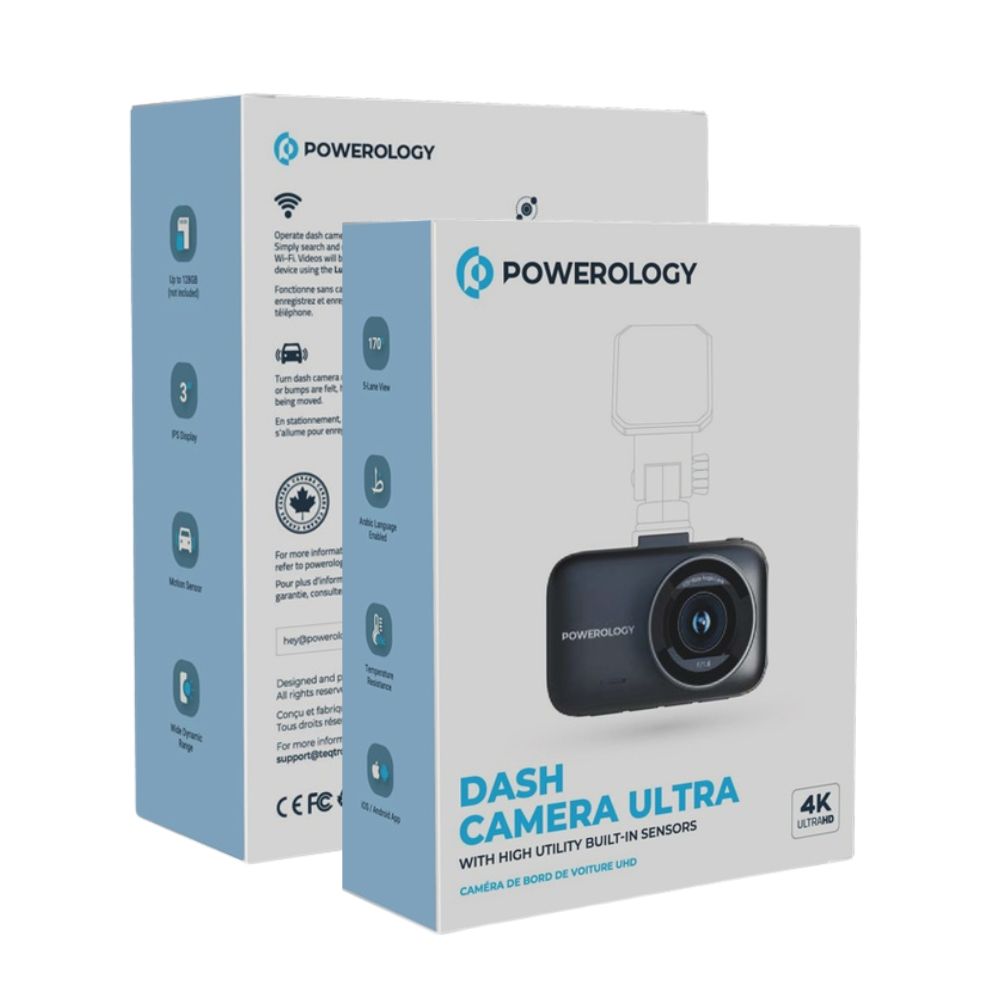 Powerology Dash Camera Ultra _X000D_ with High Utility Built-in Sensors 4K - Black