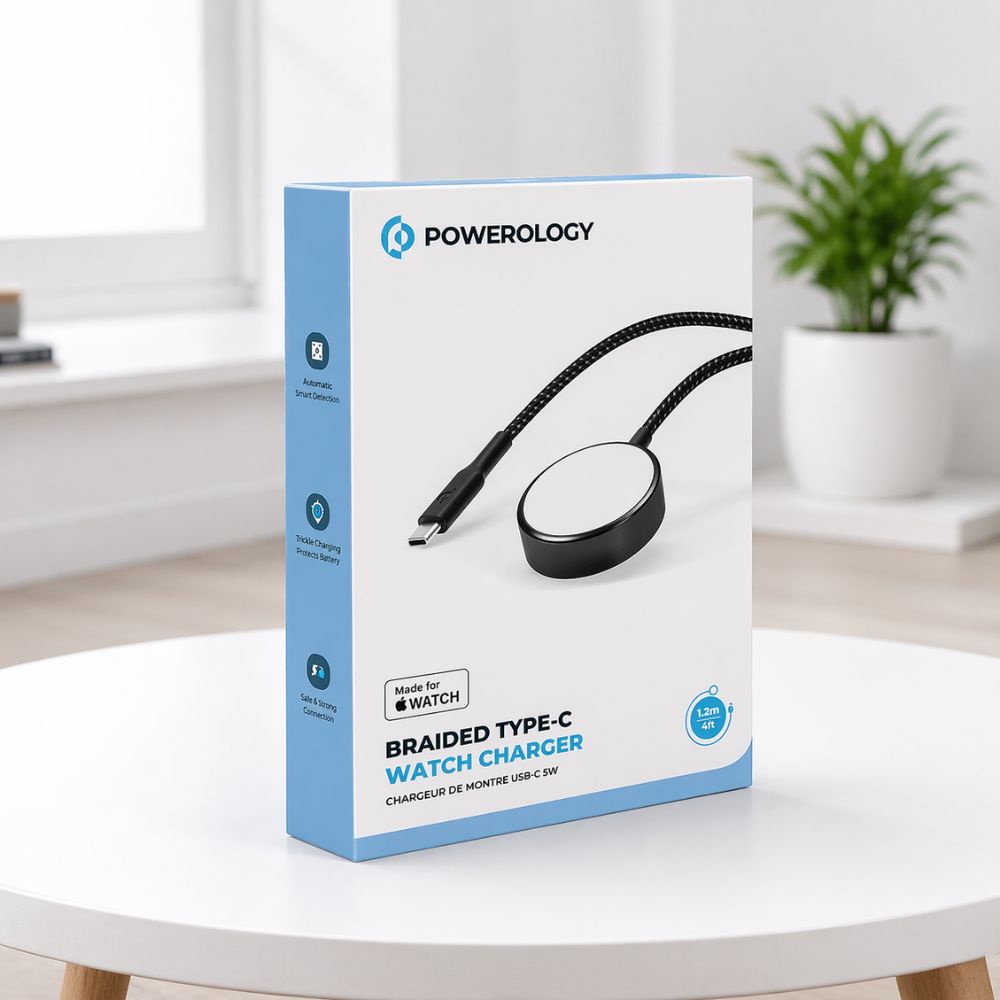 Powerology Braided Type-c Watch Charger 5W 1.2M - Black