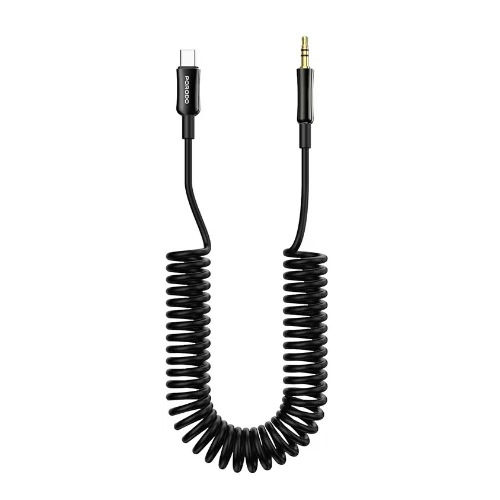 Porodo Type C to AUX Coil Cable 1.2M - Black
