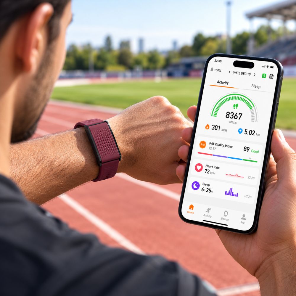 Porodo Trackfit X Screenless Magnetic Fitband with Heart Rate & SpO2 – Burgundy