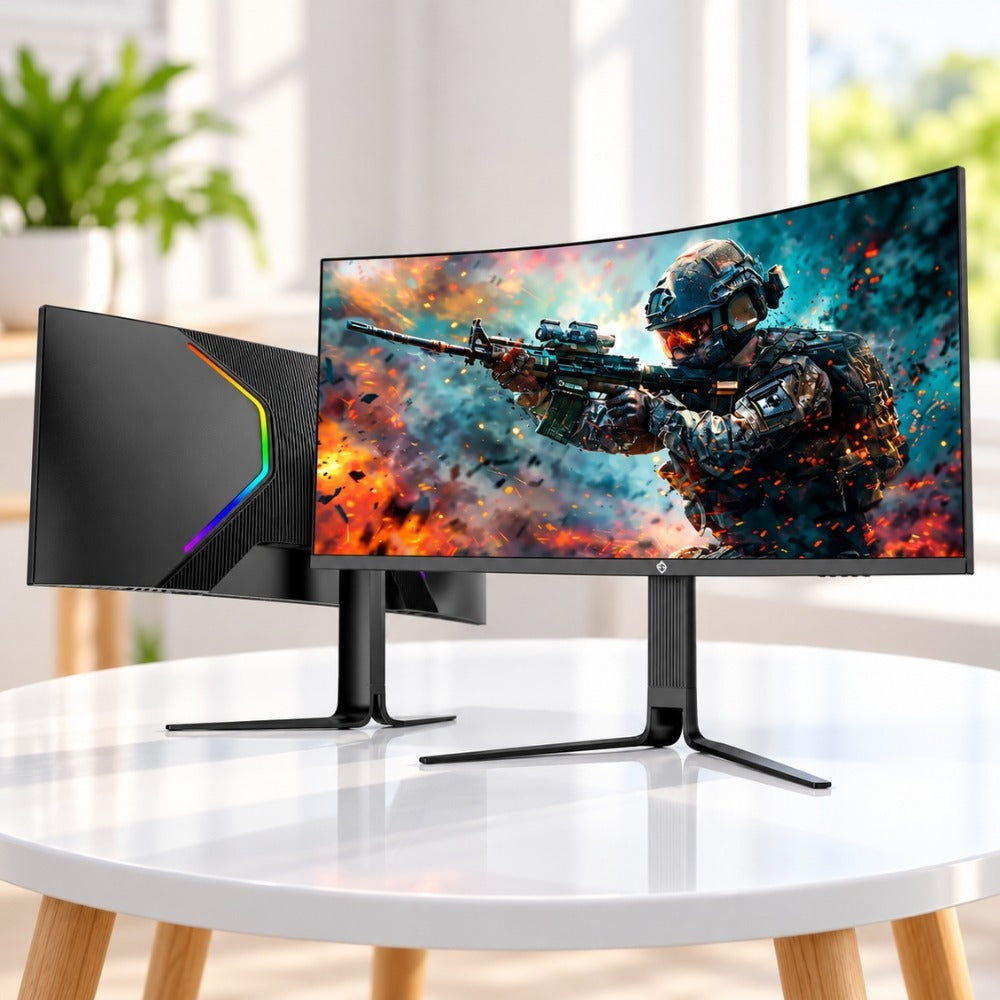 Porodo Gaming 34" Curved Ultra-Wide QHD 200Hz Gaming Monitor with 3-Axis Stand – Black