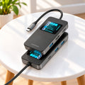 Porodo 6-in-1 USB-C Hub with Smart Digital Display, 4K 60Hz HDMI and 100W PD – Grey