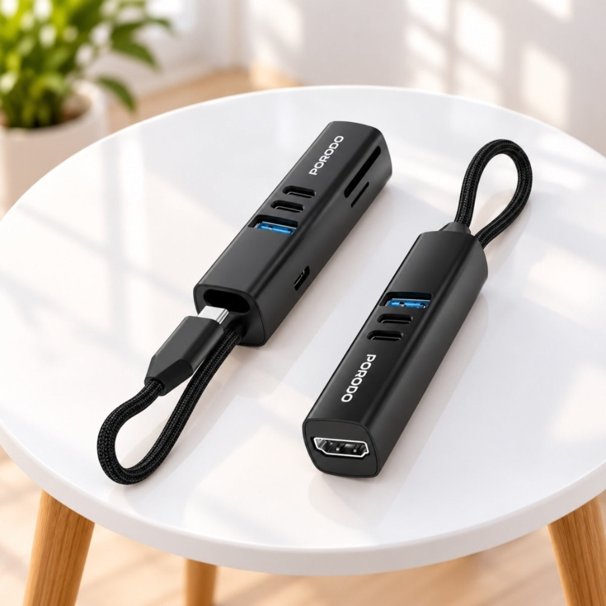 Porodo 7-in-1 USB-C Hub with 100W PD, 4K HDMI and 5Gbps USB 3.0 – Black