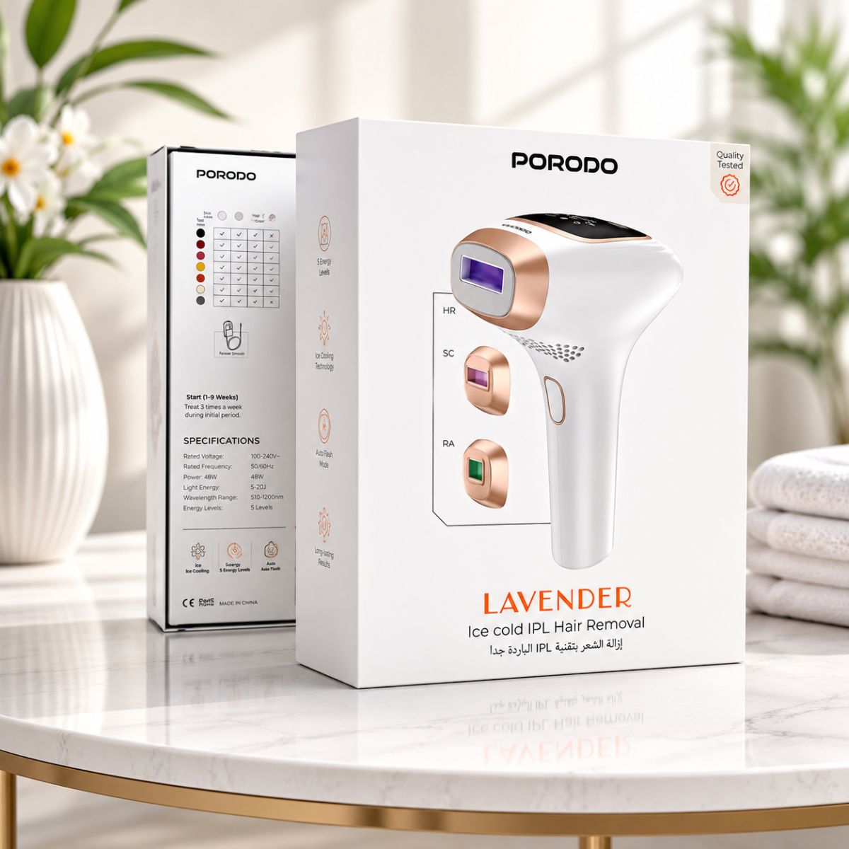Porodo Lifestyle Lavender Ice Cold IPL Hair Removal Device – White