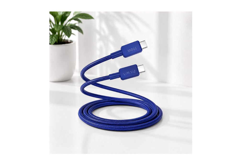 PAWA El‑Caro Braided Cable USB‑C To USB‑C 100 W 1.2M - Blue