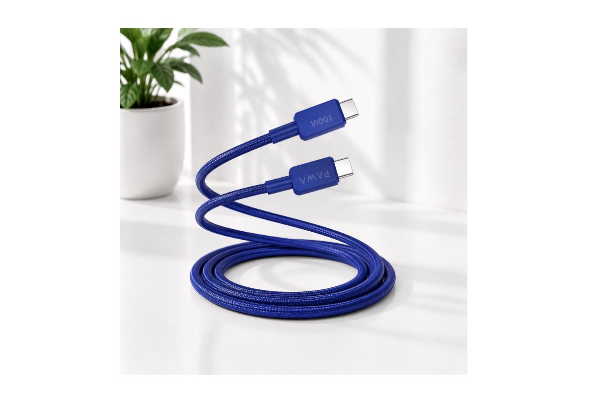 PAWA El‑Caro Braided Cable USB‑C To USB‑C 100 W 1.2M - Blue