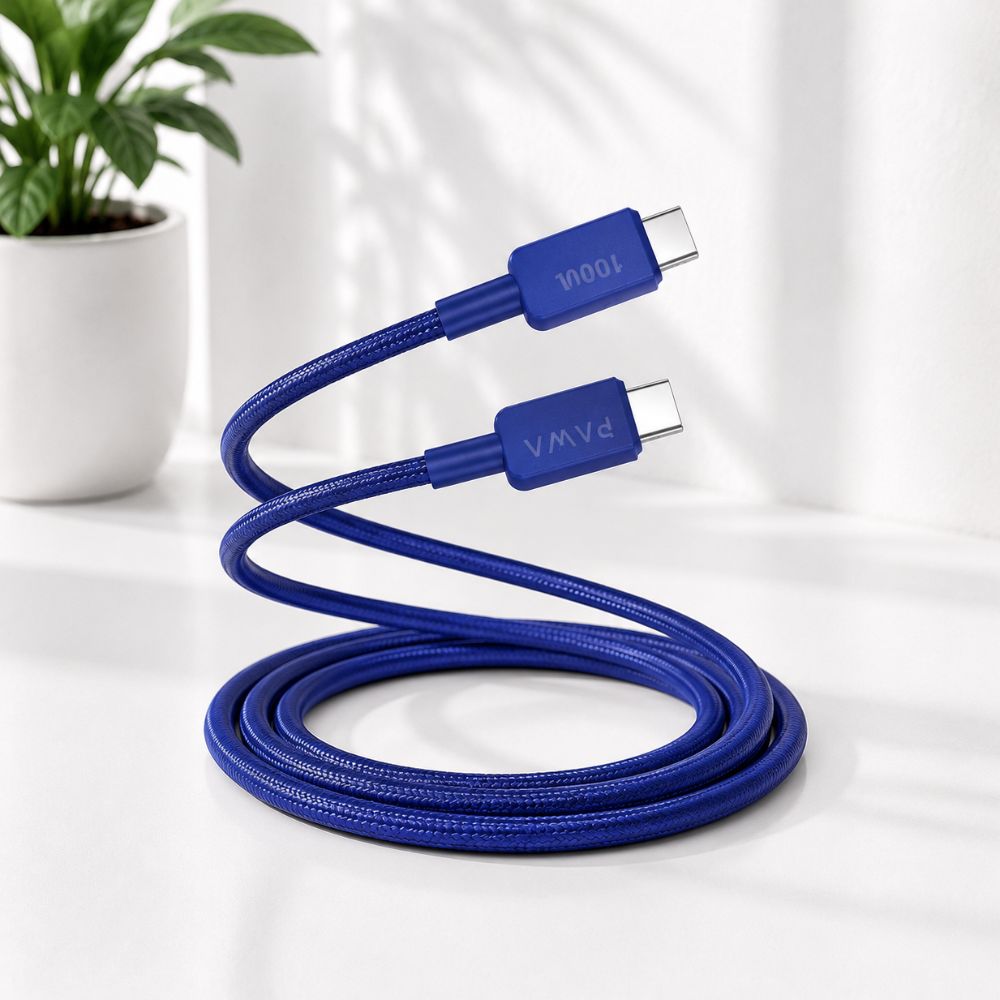 PAWA El‑Caro Braided Cable USB‑C To USB‑C 100 W 1.2M - Blue